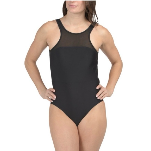 NWT SUMMERSALT Black Mesh Freestyle One PieceSwimsuit size 6